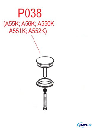 A - P38 zátka komplet.k van.sifónu A55K,A56K