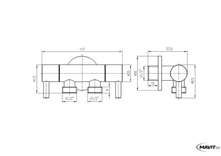 Ventil rohový dvojtý 1/2"x1/2"s keram.vrškom CHROM Ventil rohový dvojtý 1/2"x1/2"s keram.vrškom CHROM