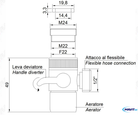 Redukcia k baterii ADAPTER M24/F22+Bidet pripoj.IT