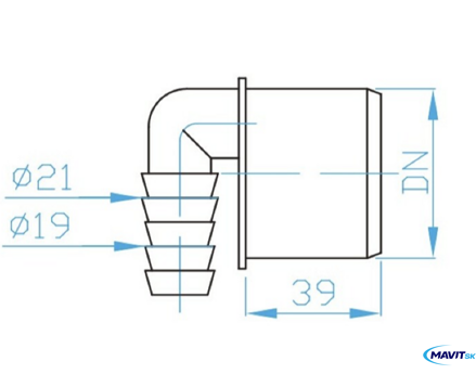 HT Koncovka ROHOVA DN50  19-21mm