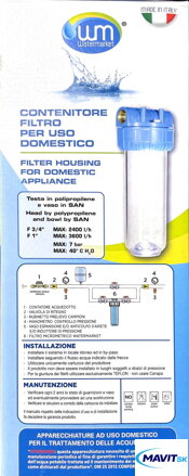 Filter na vodu 10"-3/4" závit+klúč+držiak