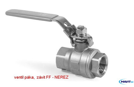 Guľový ventil  na vodu      FF 3/4"   páka NEREZ