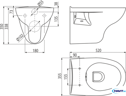 WC závesné RIMFLOW ALCAplast WC závesné RIMFLOW ALCAplast
