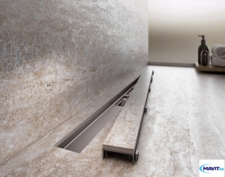 APZ115 MARBLE LOW Podlahový žľab bez okraja s roštom pre vloženie dlažby